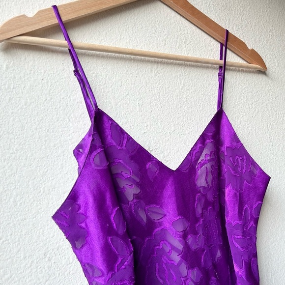 Victoria's Secret Gold Label Purple Floral Print Slip Lingerie Dress Sz S - Picture 4 of 13